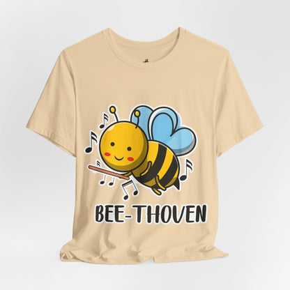 Bee-Thoven Graphic Cotton T-Shirt - Funny Short Sleeve Tee for Music and Animal Lovers | Unique Design, Comfortable Fit, Premium Quality Printify