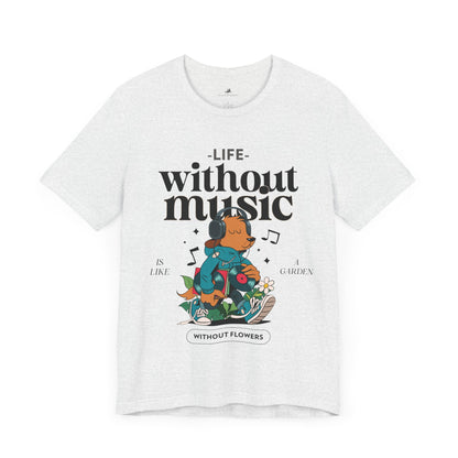 Life Without Music Cotton T-Shirt - Classic Graphic Tee for Men and Women | Unique Short Sleeve Design, Everyday Comfort Printify