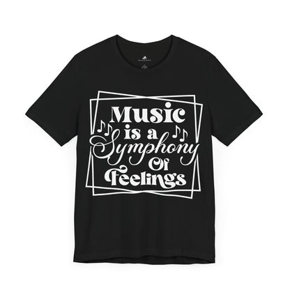 Music Is a Symphony of Feelings Graphic Cotton T-Shirt - Trendy Short Sleeve Tee for Music Lovers and Emotion Enthusiasts | Unique Design, Comfortable Fit, Premium Quality Printify