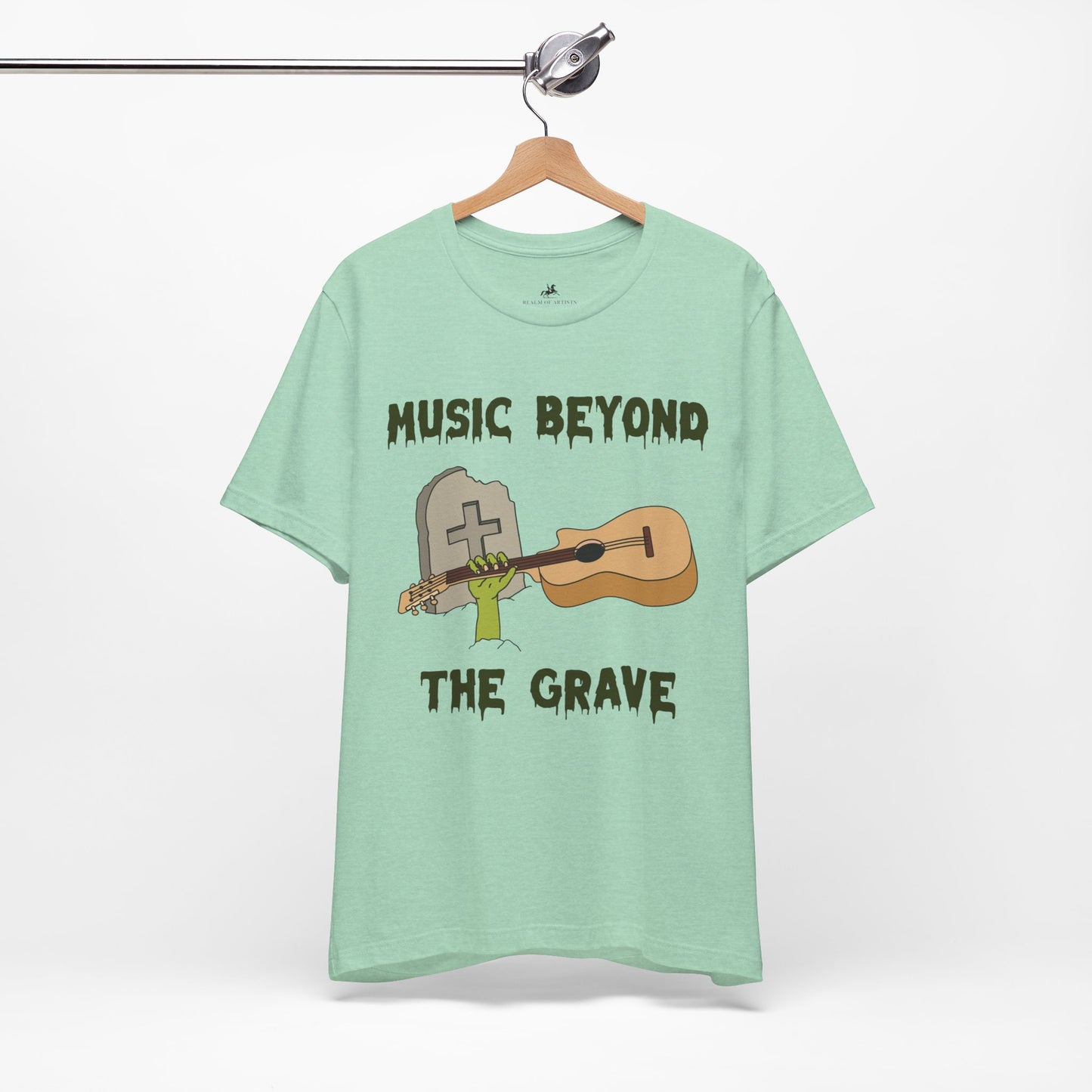 Music Beyond the Grave Graphic Cotton T-Shirt - Trendy Short Sleeve Tee for Music Lovers | Unique Design, Comfortable Fit, Premium Quality Printify