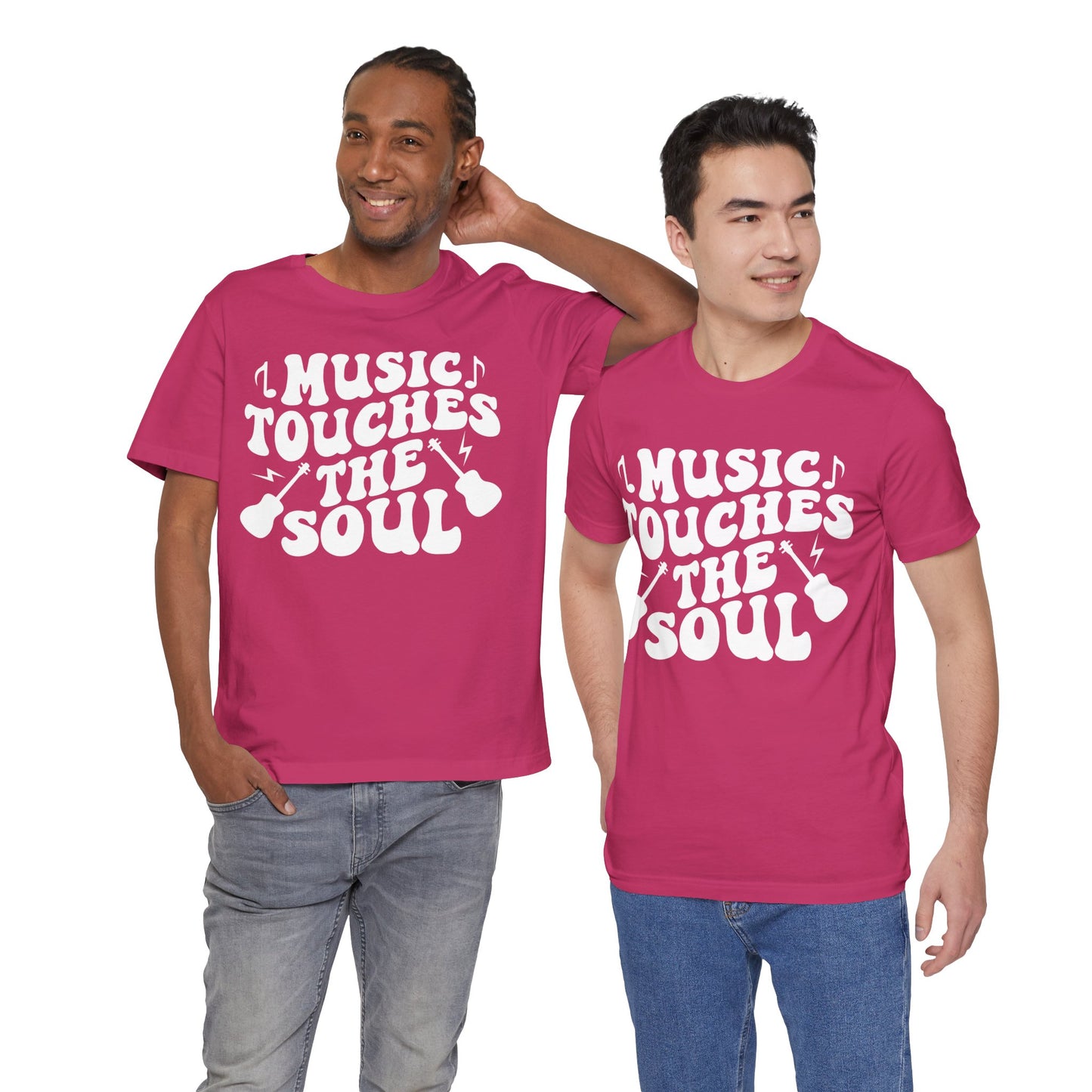 Music Touches the Soul Graphic Cotton T-Shirt - Trendy Short Sleeve Tee for Music Lovers and Emotional Thinkers | Unique Design, Comfortable Fit, Premium Quality Printify