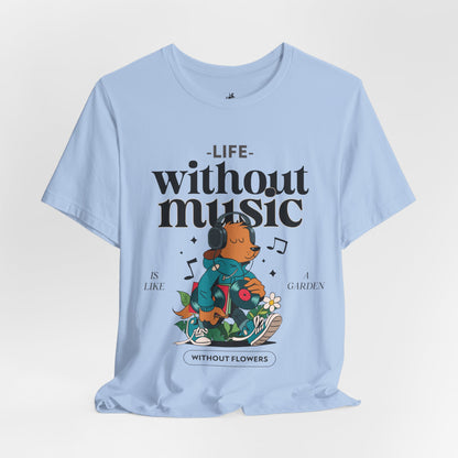 Life Without Music Cotton T-Shirt - Classic Graphic Tee for Men and Women | Unique Short Sleeve Design, Everyday Comfort Printify