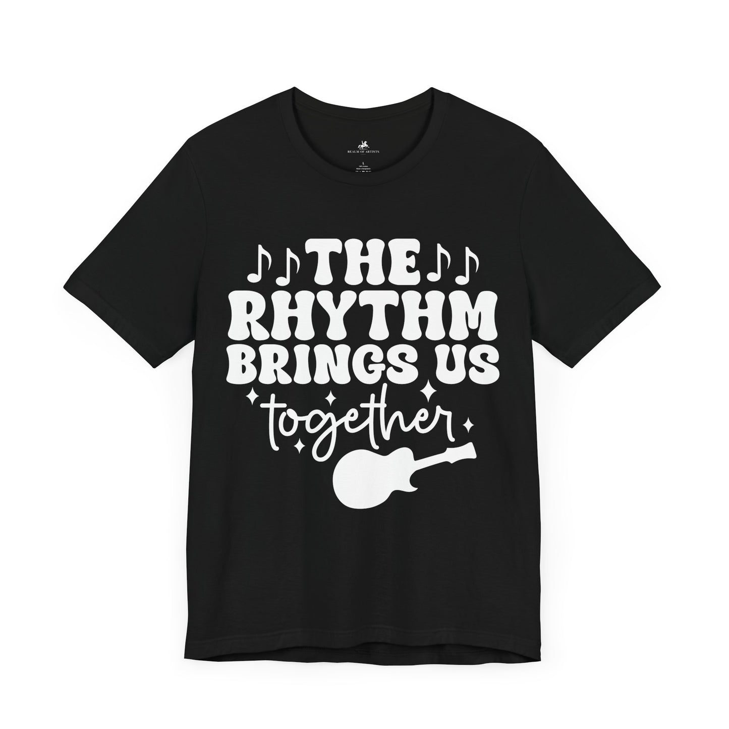 The Rhythm Brings Us Together Graphic Cotton T-Shirt - Trendy Short Sleeve Tee for Music Lovers and Community Vibes | Unique Design, Comfortable Fit, Premium Quality Printify