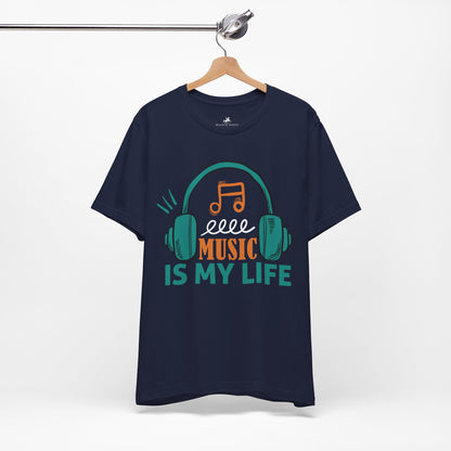 Music Is My Life Graphic Cotton T-Shirt - Trendy Short Sleeve Tee for Music Enthusiasts | Unique Design, Comfortable Fit, Premium Quality Printify