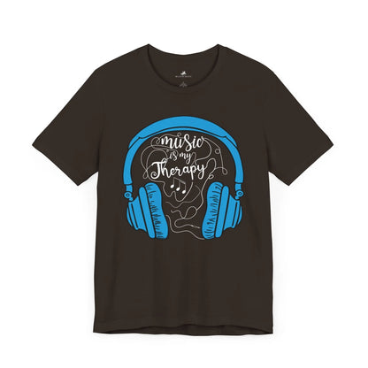 Music Is My Therapy Graphic Cotton T-Shirt - Trendy Short Sleeve Tee for Men and Women | Relaxed Fit, Unique Design Printify