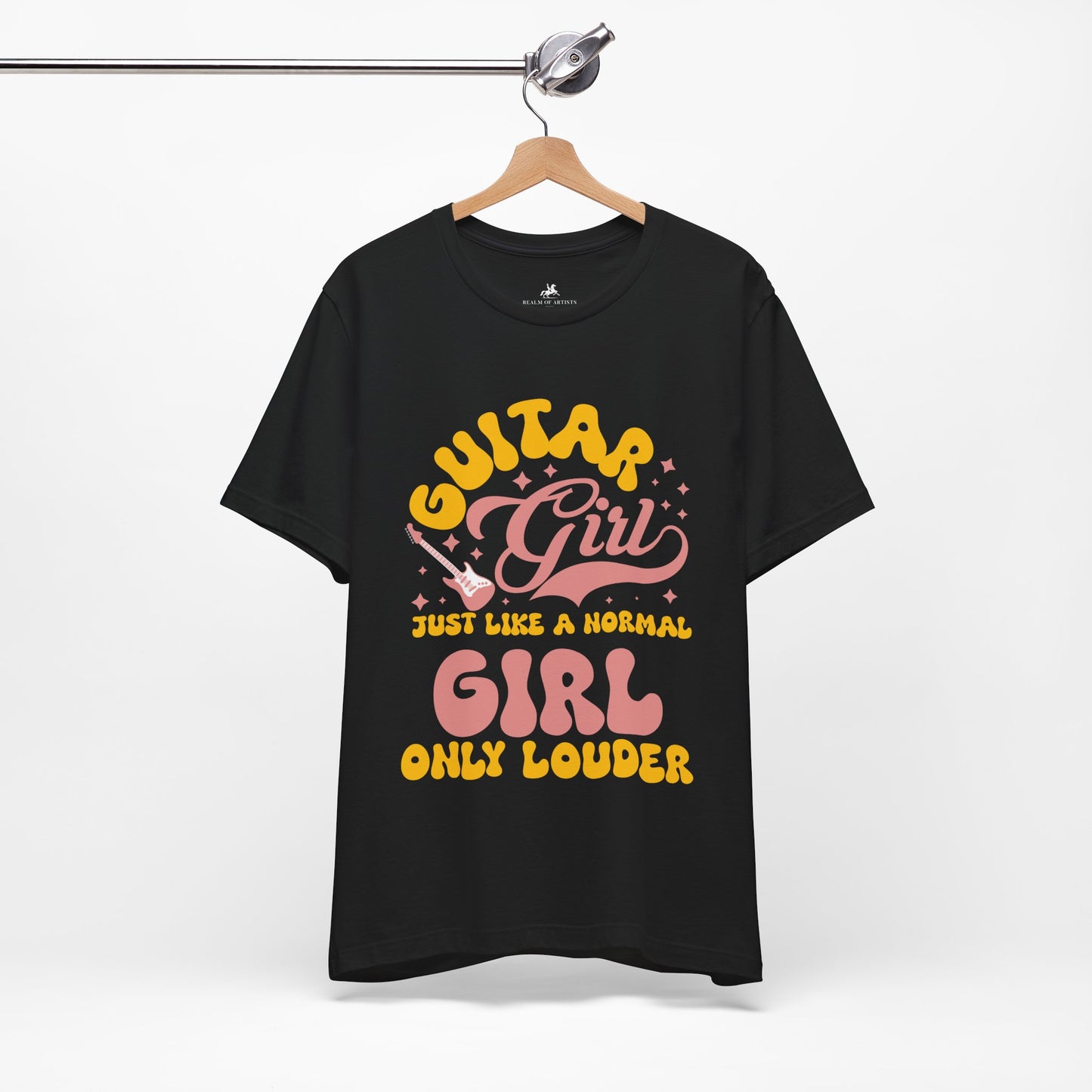 Guitar Girl, Just Like a Normal Girl Only Louder Graphic Cotton T-Shirt - Trendy Short Sleeve Tee for Female Guitarists | Unique Design, Comfortable Fit, Premium Quality Printify