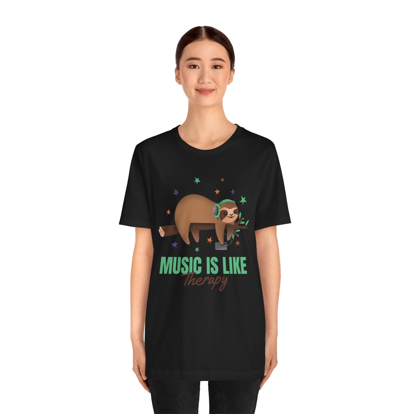 Music is Like Therapy Graphic Cotton T-Shirt - Trendy Short Sleeve Tee for Music Lovers | Unique Design, Comfortable Fit, Premium Quality Printify