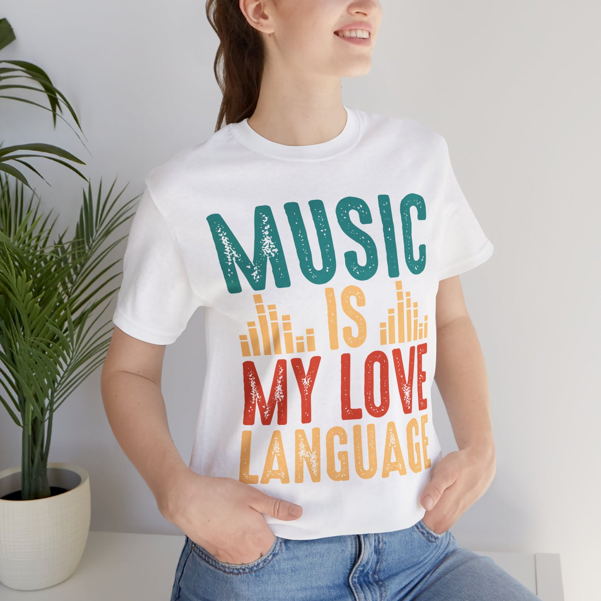 Music Is My Love Language Graphic Cotton T-Shirt - Trendy Short Sleeve Tee for Music Lovers | Unique Design, Comfortable Fit, Premium Quality Printify