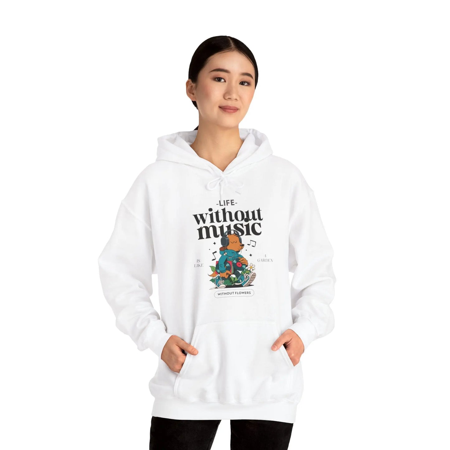 "Life Without Music is Like a Garden Without Flowers" Graphic Hoodie - Cozy and Stylish Printify