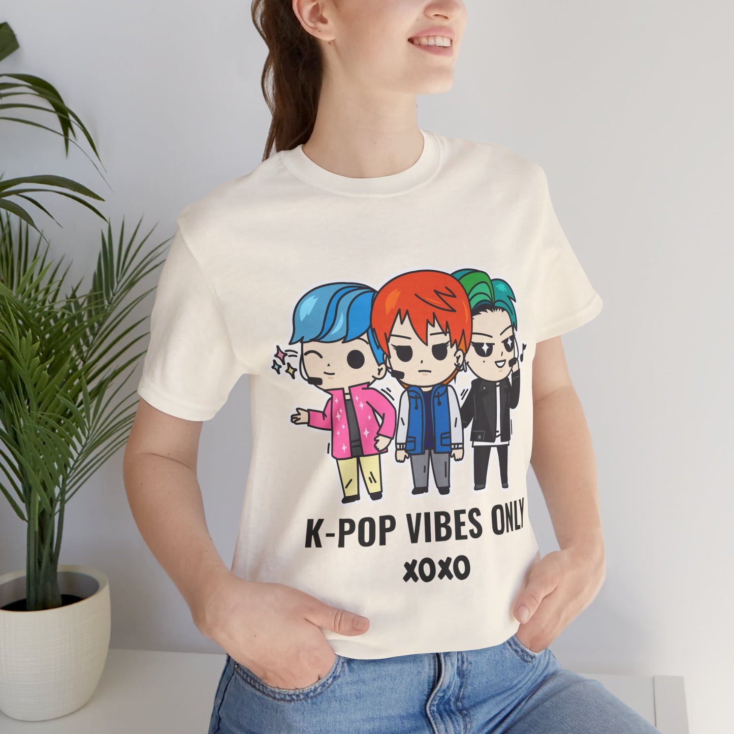 K-Pop Vibes Only Graphic Cotton T-Shirt - Trendy Short Sleeve Tee for K-Pop Fans | Unique Design, Comfortable Fit Printify