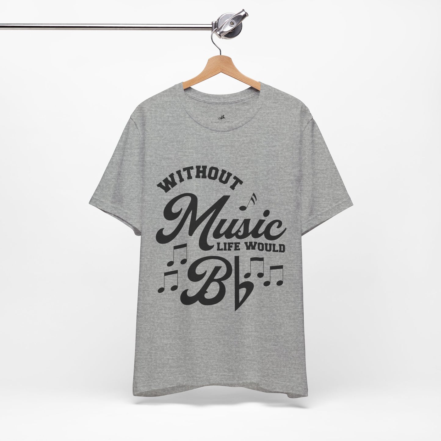 Without Music Life Would Bb Graphic Cotton T-Shirt - Trendy Short Sleeve Tee for Music Lovers | Unique Design, Comfortable Fit, Premium Quality Printify