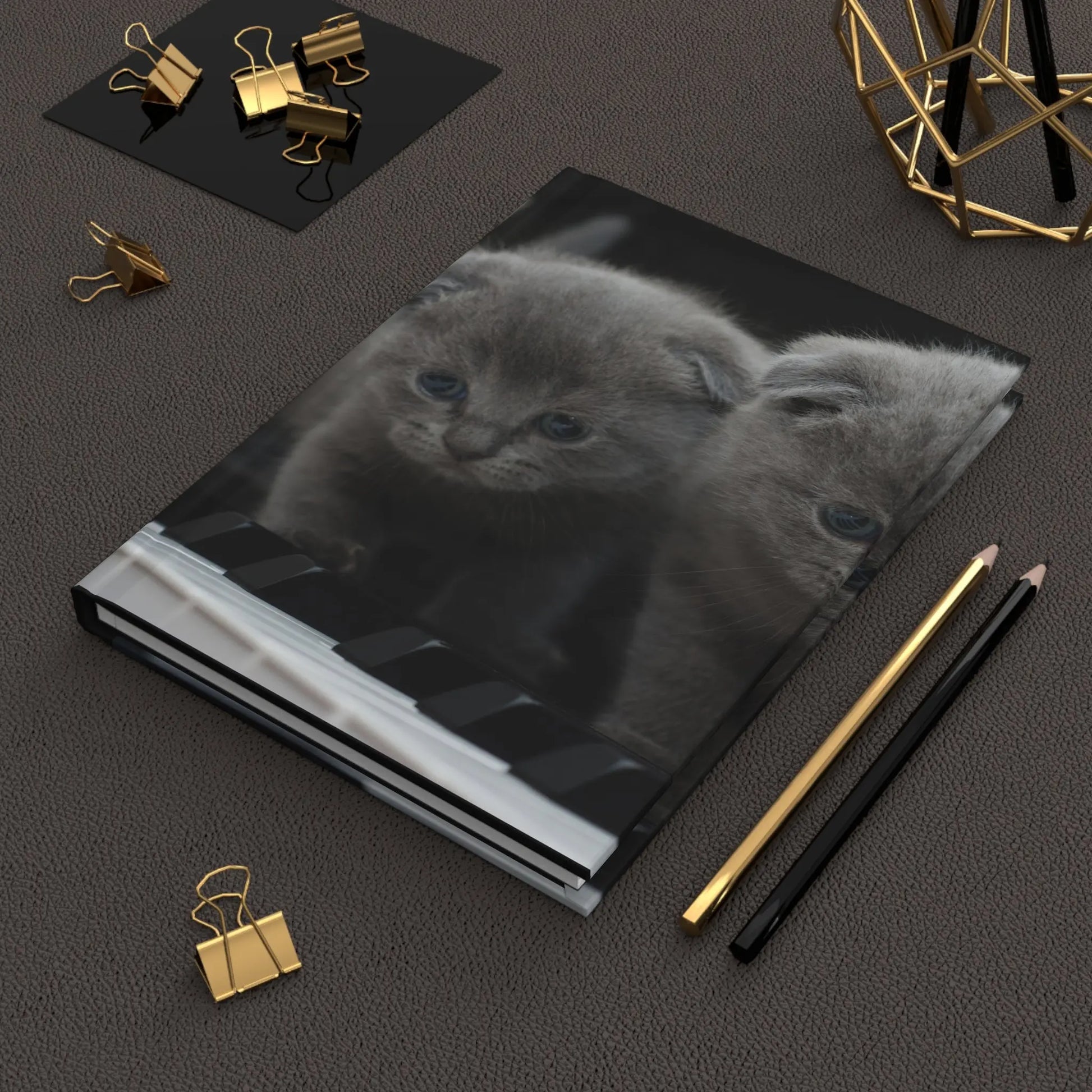 Purr-fect Harmony: Notebook Edition - Cute Kittens on Piano Printify