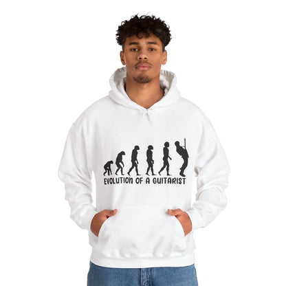 "Evolution of a Guitarist" Graphic Hoodie - Cozy Tribute to Music Mastery Printify