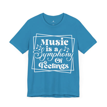 Music Is a Symphony of Feelings Graphic Cotton T-Shirt - Trendy Short Sleeve Tee for Music Lovers and Emotion Enthusiasts | Unique Design, Comfortable Fit, Premium Quality Printify