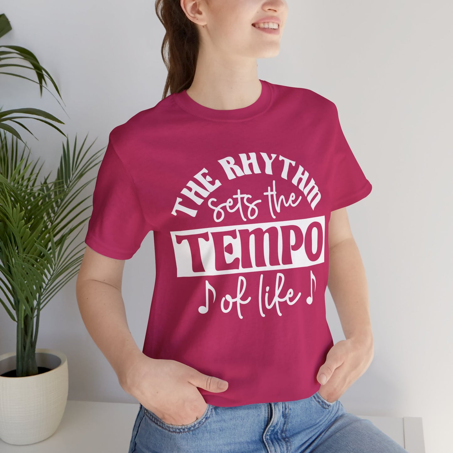 The Rhythm Sets the Tempo of Life Graphic Cotton T-Shirt - Trendy Short Sleeve Tee for Music Lovers and Life Enthusiasts | Unique Design, Comfortable Fit, Premium Quality Printify