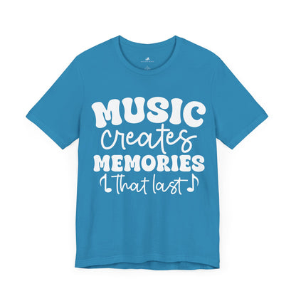 Music Creates Memories That Last Graphic Cotton T-Shirt - Trendy Short Sleeve Tee for Music Lovers and Memory Makers | Unique Design, Comfortable Fit, Premium Quality Printify