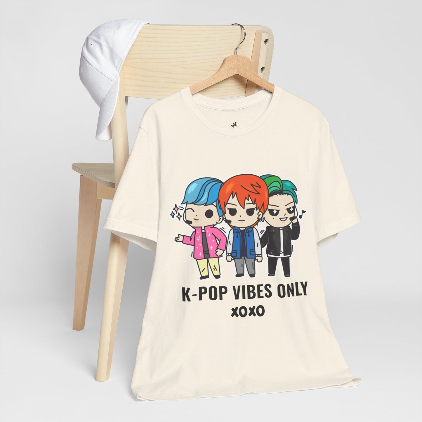 K-Pop Vibes Only Graphic Cotton T-Shirt - Trendy Short Sleeve Tee for K-Pop Fans | Unique Design, Comfortable Fit Printify