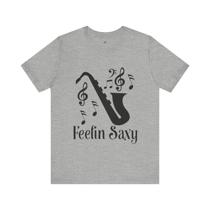 Feelin' Saxy Graphic Cotton T-Shirt - Trendy Short Sleeve Tee for Saxophone Lovers and Music Enthusiasts | Unique Design, Comfortable Fit, Premium Quality Printify