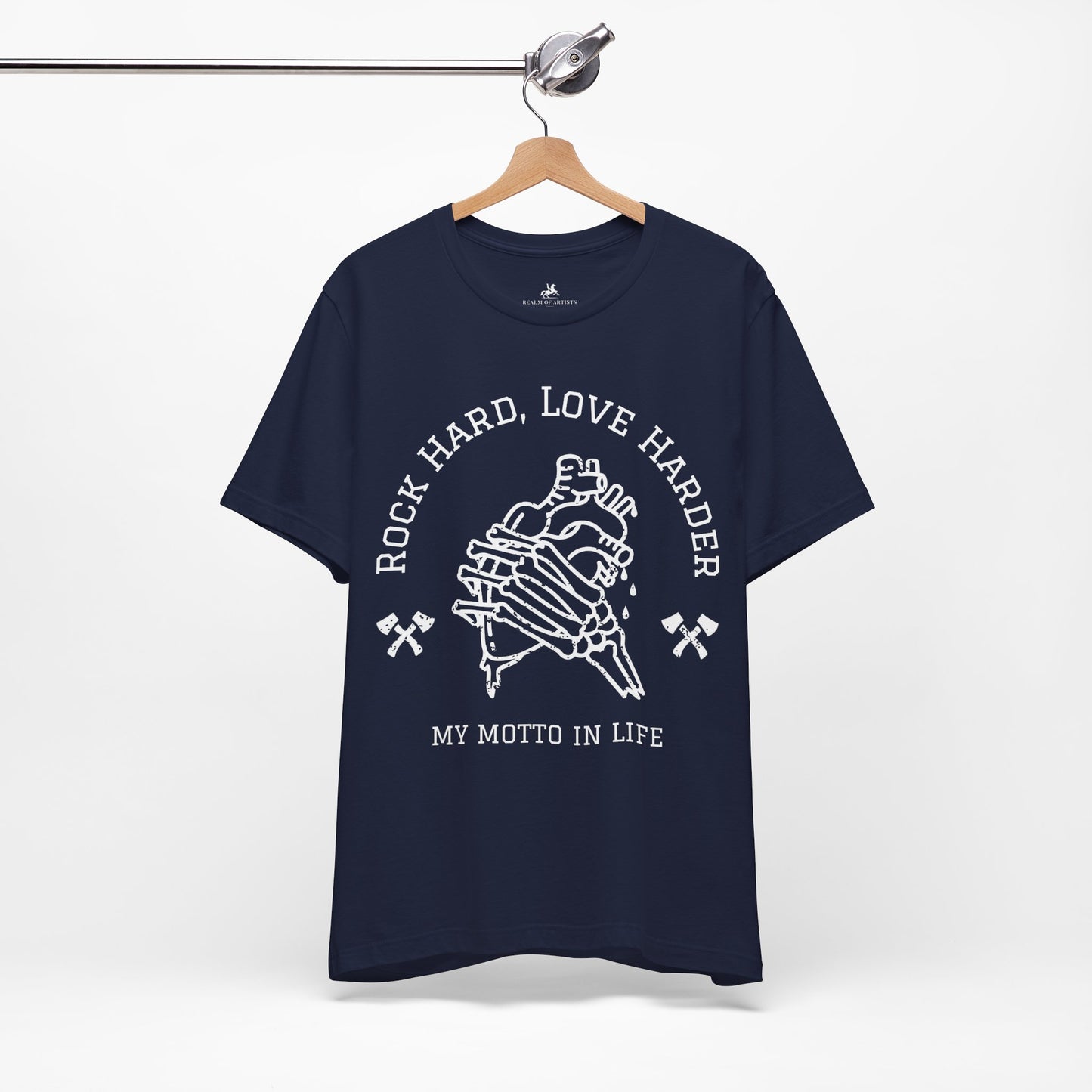 Rock Hard, Love Harder Graphic Cotton T-Shirt - Trendy Short Sleeve Tee for Music and Life Enthusiasts | Unique Design, Comfortable Fit, Premium Quality Printify