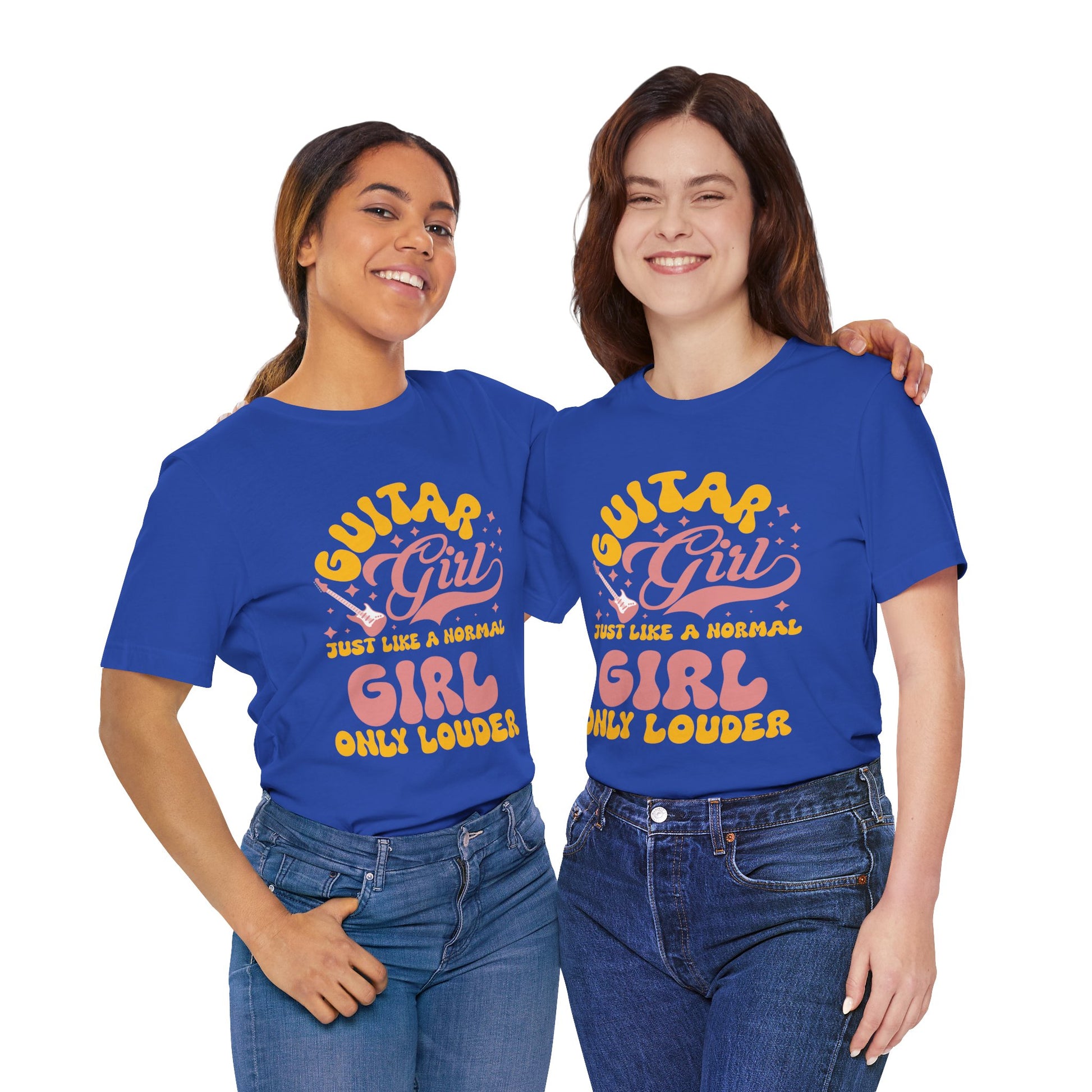 Guitar Girl, Just Like a Normal Girl Only Louder Graphic Cotton T-Shirt - Trendy Short Sleeve Tee for Female Guitarists | Unique Design, Comfortable Fit, Premium Quality Printify