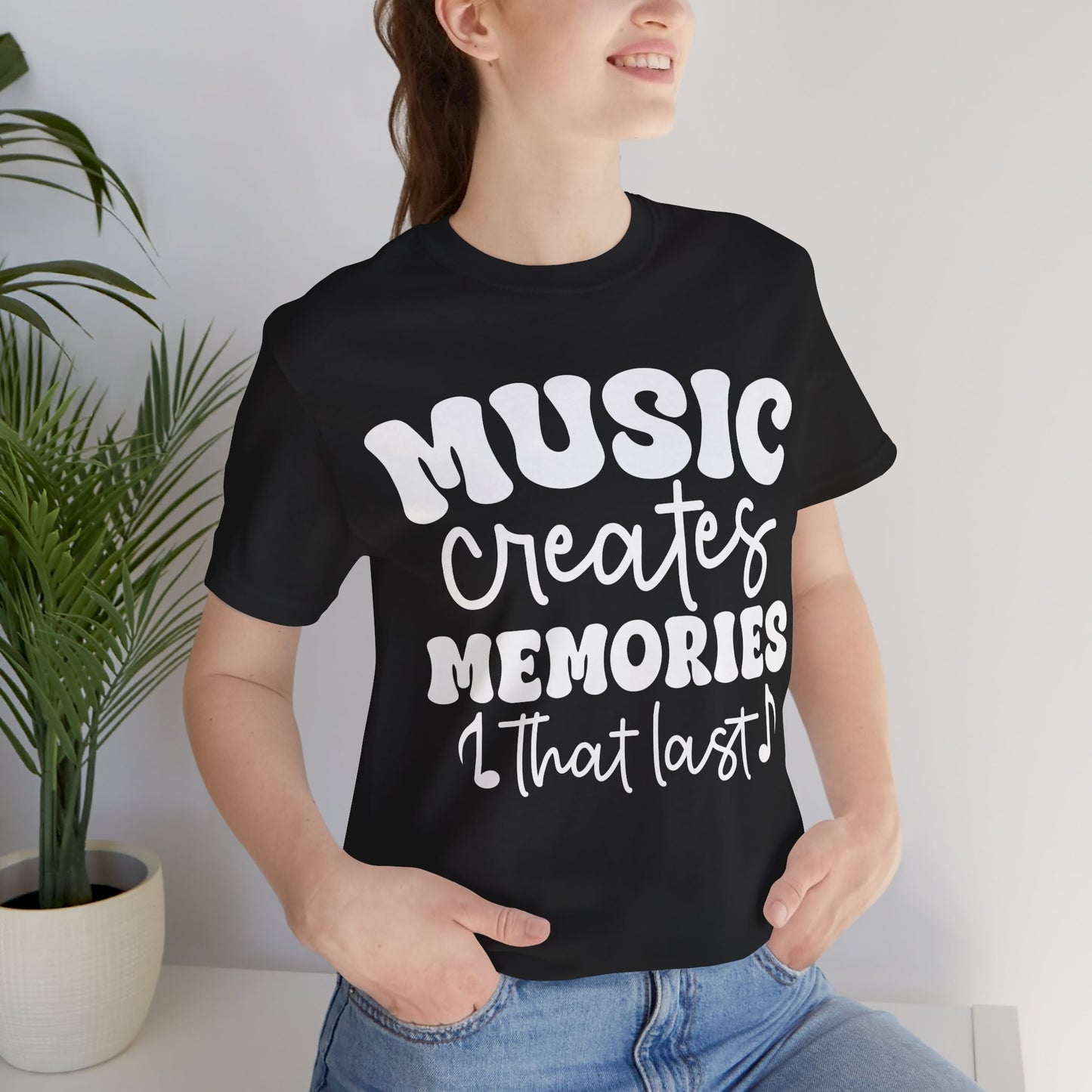 Music Creates Memories That Last Graphic Cotton T-Shirt - Trendy Short Sleeve Tee for Music Lovers and Memory Makers | Unique Design, Comfortable Fit, Premium Quality Printify