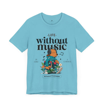 Life Without Music Cotton T-Shirt - Classic Graphic Tee for Men and Women | Unique Short Sleeve Design, Everyday Comfort Printify