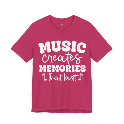 Music Creates Memories That Last Graphic Cotton T-Shirt - Trendy Short Sleeve Tee for Music Lovers and Memory Makers | Unique Design, Comfortable Fit, Premium Quality Printify