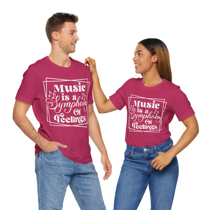 Music Is a Symphony of Feelings Graphic Cotton T-Shirt - Trendy Short Sleeve Tee for Music Lovers and Emotion Enthusiasts | Unique Design, Comfortable Fit, Premium Quality Printify