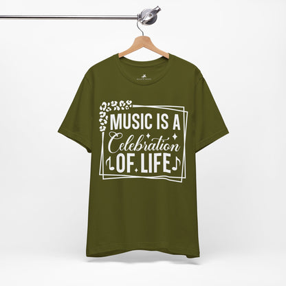 Music Is a Celebration of Life Graphic Cotton T-Shirt - Trendy Short Sleeve Tee for Music Lovers and Life Enthusiasts | Unique Design, Comfortable Fit, Premium Quality Printify