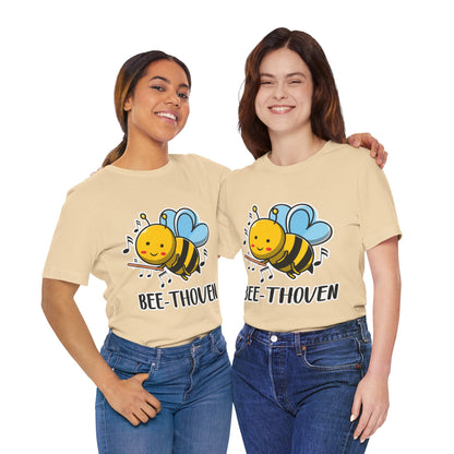 Bee-Thoven Graphic Cotton T-Shirt - Funny Short Sleeve Tee for Music and Animal Lovers | Unique Design, Comfortable Fit, Premium Quality Printify