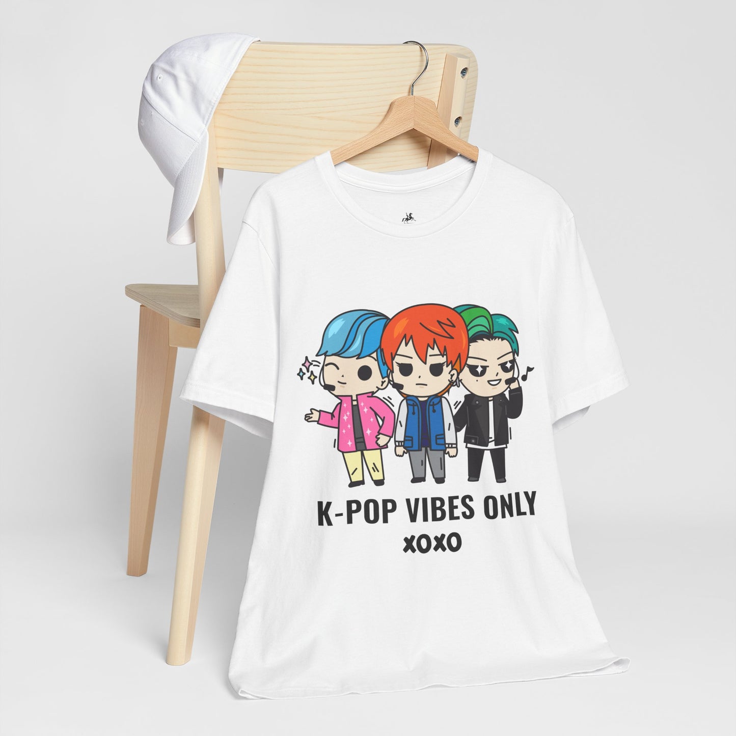 K-Pop Vibes Only Graphic Cotton T-Shirt - Trendy Short Sleeve Tee for K-Pop Fans | Unique Design, Comfortable Fit Printify