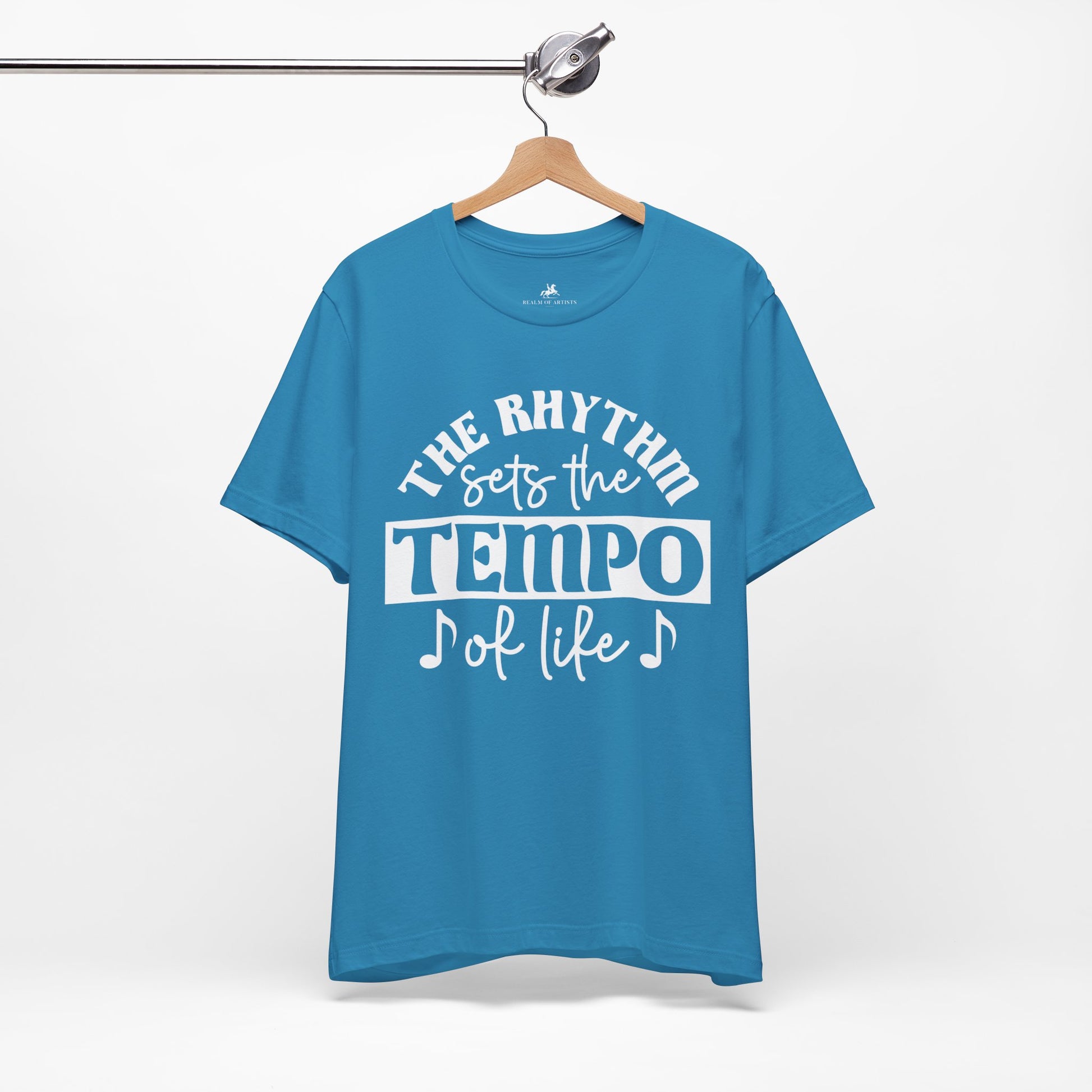 The Rhythm Sets the Tempo of Life Graphic Cotton T-Shirt - Trendy Short Sleeve Tee for Music Lovers and Life Enthusiasts | Unique Design, Comfortable Fit, Premium Quality Printify