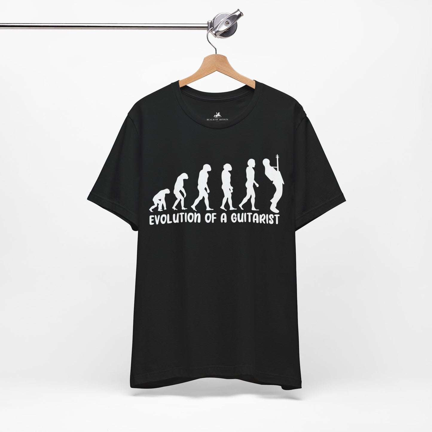 Evolution of a Guitarist Graphic Cotton T-Shirt - Trendy Short Sleeve Tee for Guitar Players | Unique Design, Comfortable Fit, Premium Quality Printify