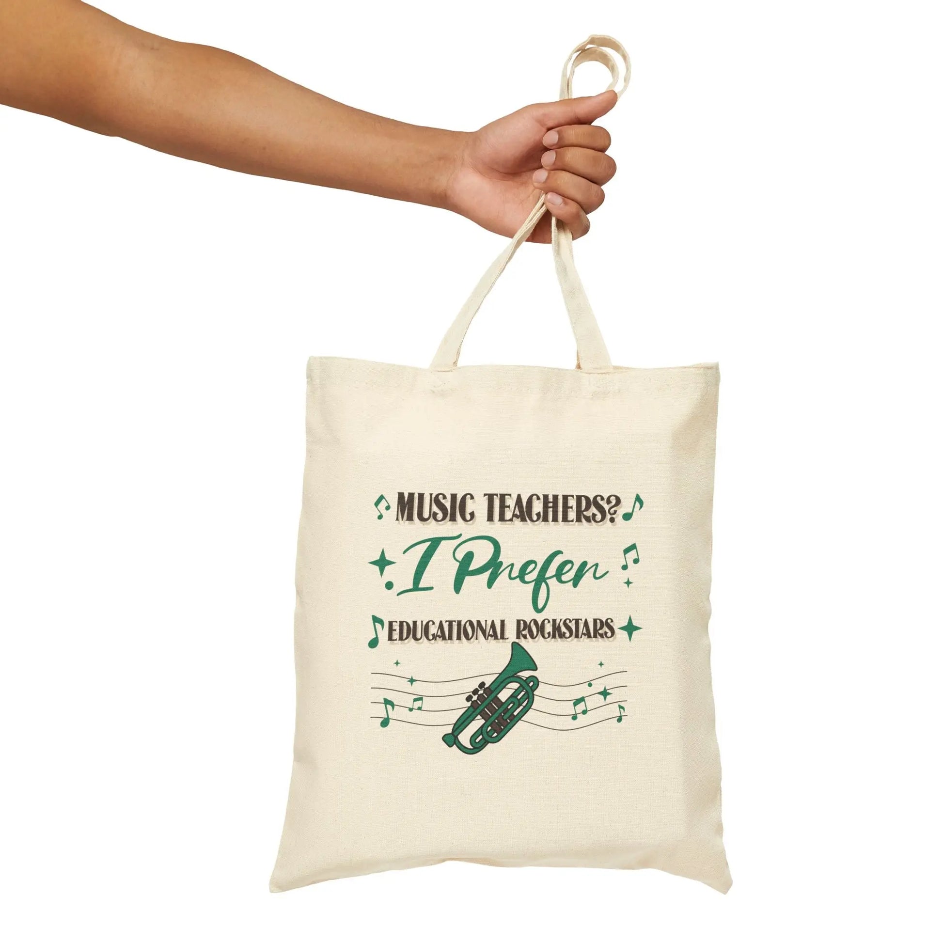 "Music Teacher? I Prefer Educational Rockstars" Cotton Canvas Tote Bag - Realm of Artists