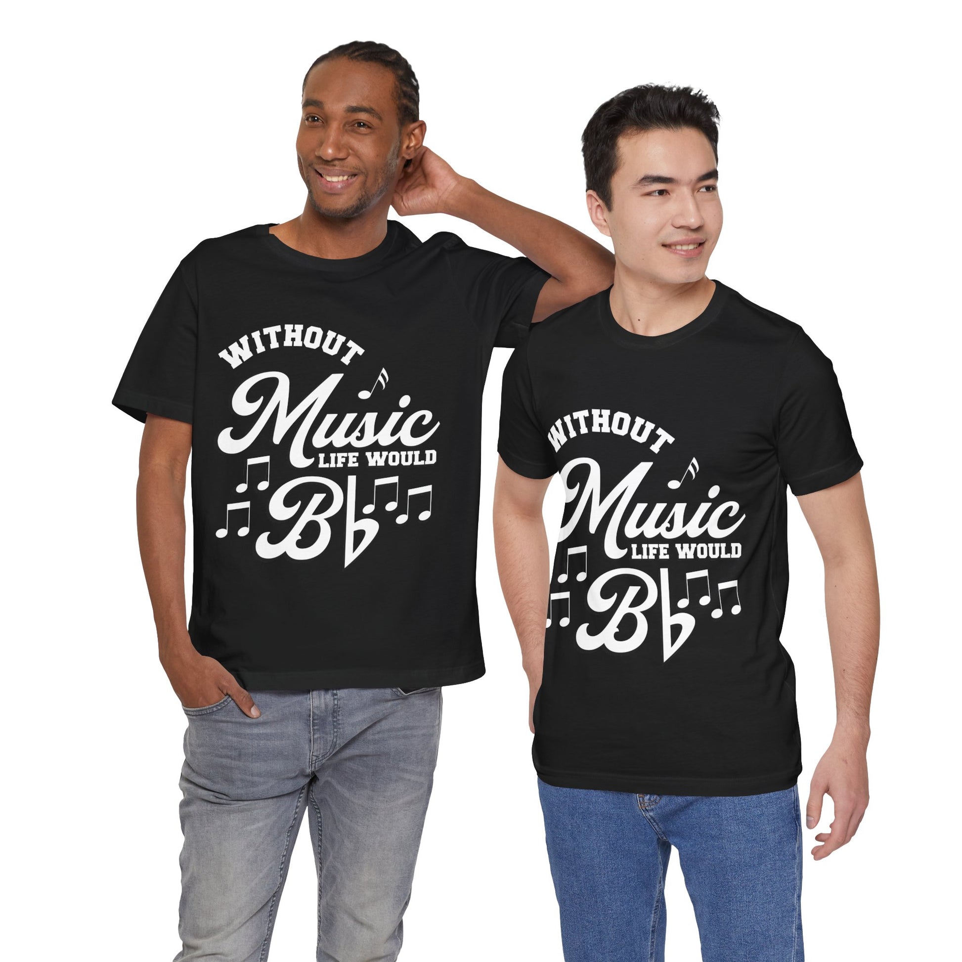 Without Music Life Would Bb Graphic Cotton T-Shirt - Trendy Short Sleeve Tee for Music Lovers | Unique Design, Comfortable Fit, Premium Quality Printify