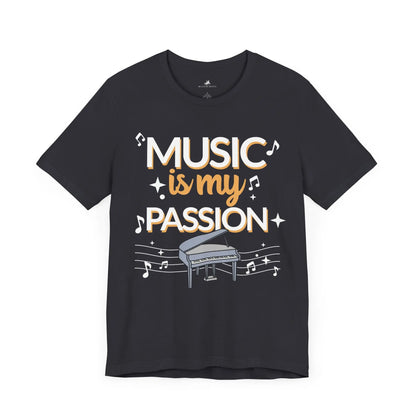 Music is My Passion Graphic Cotton T-Shirt - Trendy Short Sleeve Tee for Men and Women | Unique Design, Everyday Style Printify