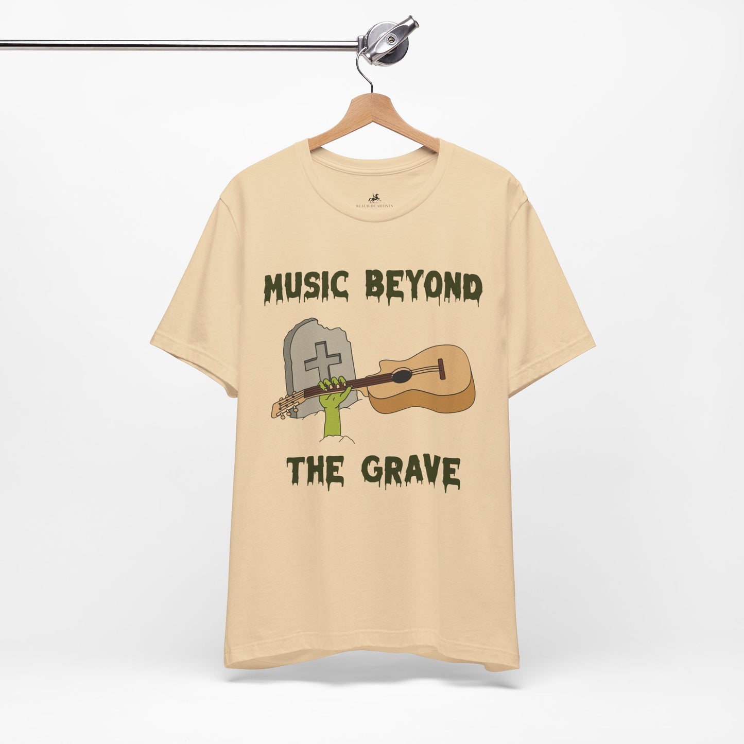 Music Beyond the Grave Graphic Cotton T-Shirt - Trendy Short Sleeve Tee for Music Lovers | Unique Design, Comfortable Fit, Premium Quality Printify