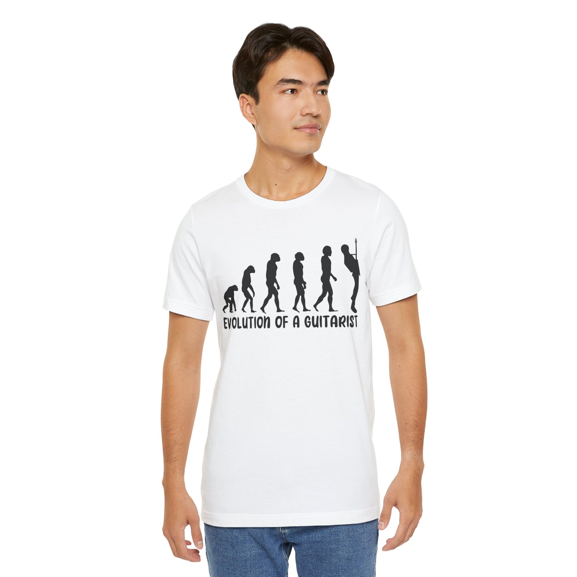 Evolution of a Guitarist Graphic Cotton T-Shirt - Trendy Short Sleeve Tee for Guitar Players | Unique Design, Comfortable Fit, Premium Quality Printify