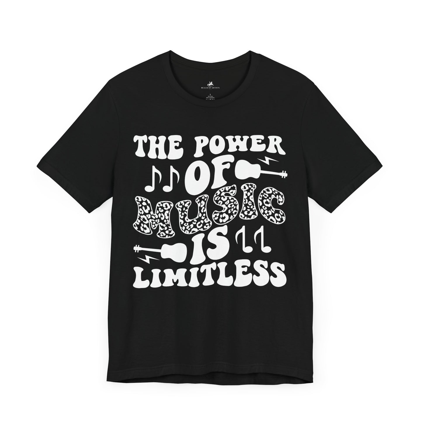 The Power of Music is Limitless Graphic Cotton T-Shirt - Trendy Short Sleeve Tee for Music Enthusiasts and Dreamers | Unique Design, Comfortable Fit, Premium Quality Printify