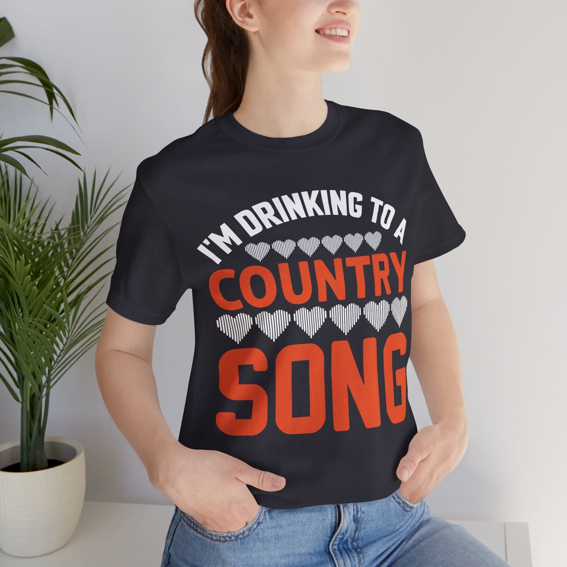 I'm Drinking to a Country Song Graphic Cotton T-Shirt - Trendy Short Sleeve Tee for Country Music Lovers and Fun Spirits | Unique Design, Comfortable Fit, Premium Quality Printify