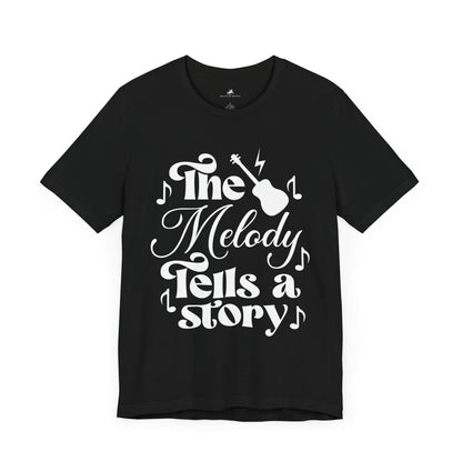 The Melody Tells a Story Graphic Cotton T-Shirt - Trendy Short Sleeve Tee for Music Enthusiasts and Storytellers | Unique Design, Comfortable Fit, Premium Quality Printify