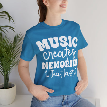 Music Creates Memories That Last Graphic Cotton T-Shirt - Trendy Short Sleeve Tee for Music Lovers and Memory Makers | Unique Design, Comfortable Fit, Premium Quality Printify