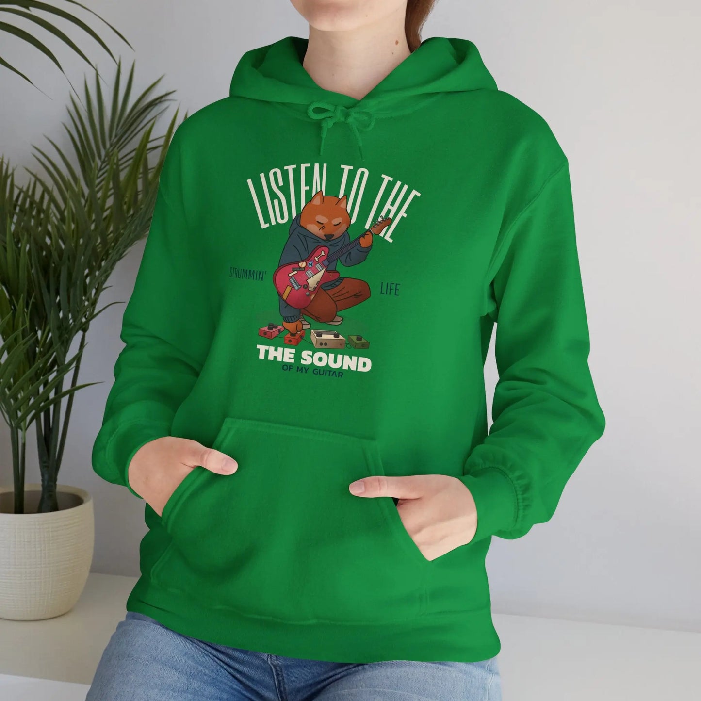 "Listen to the Sound of My Guitar" Graphic Hoodie - Cozy and Stylish Printify