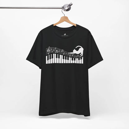 "Musical Cat" Music Graphic T-Shirt – Where Purr-fection Meets the Piano! Printify