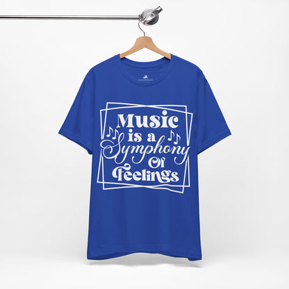 Music Is a Symphony of Feelings Graphic Cotton T-Shirt - Trendy Short Sleeve Tee for Music Lovers and Emotion Enthusiasts | Unique Design, Comfortable Fit, Premium Quality Printify