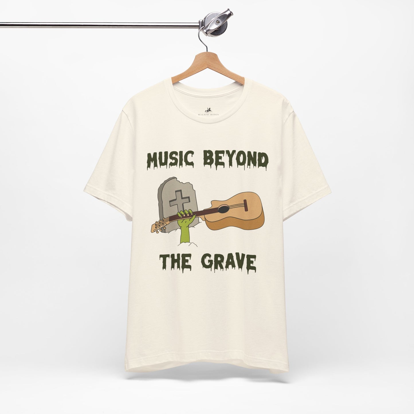 Music Beyond the Grave Graphic Cotton T-Shirt - Trendy Short Sleeve Tee for Music Lovers | Unique Design, Comfortable Fit, Premium Quality Printify