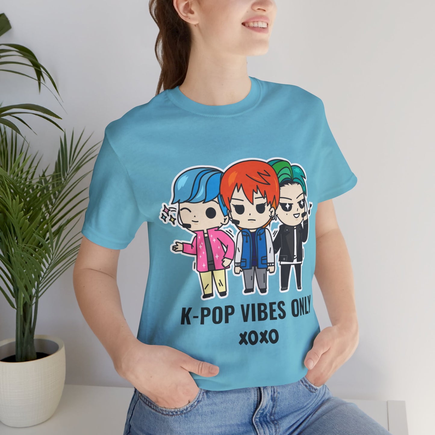 K-Pop Vibes Only Graphic Cotton T-Shirt - Trendy Short Sleeve Tee for K-Pop Fans | Unique Design, Comfortable Fit Printify