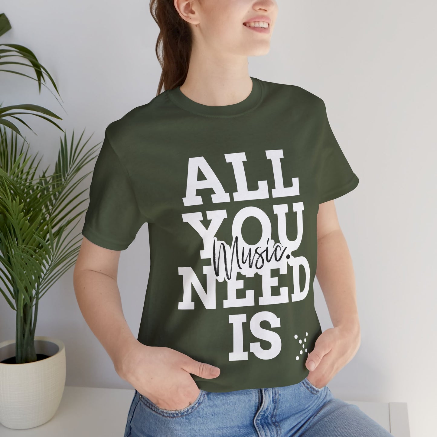 All You Need is Music Graphic Cotton T-Shirt - Trendy Short Sleeve Tee for Music Lovers | Unique Design, Comfortable Fit, Premium Quality Printify