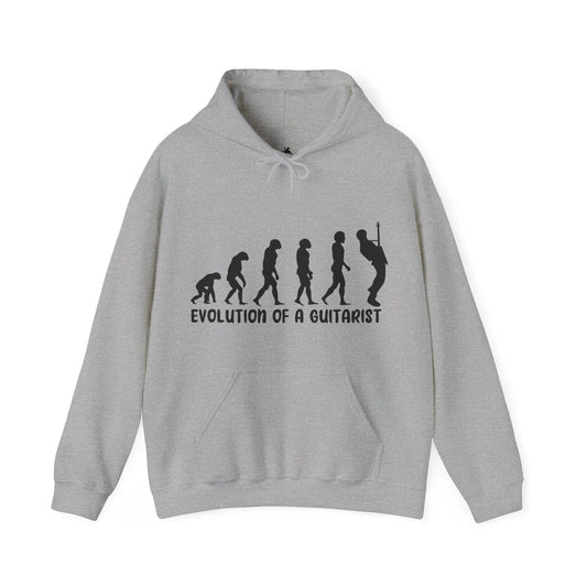 "Evolution of a Guitarist" Graphic Hoodie - Cozy Tribute to Music Mastery Printify