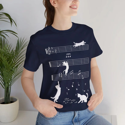 "Cute Cat Playing with Musical Notes" Music Graphic T-Shirt – Purrfectly in Tune! 🎶😻 Printify